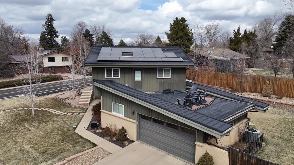 An image of stone coated steel roofing job