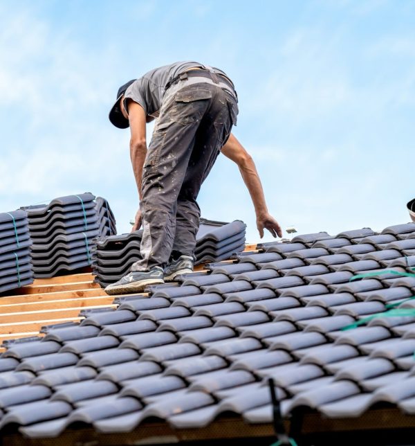 new bungalow roof, craftsman installs ceramic tile roofing